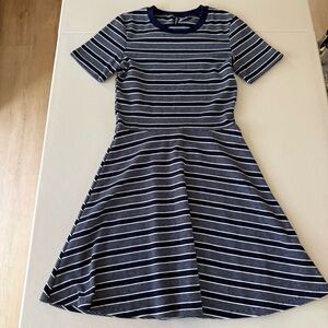Striped Navy and White Mini Skater Dress